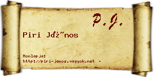 Piri János névjegykártya