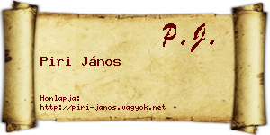 Piri János névjegykártya